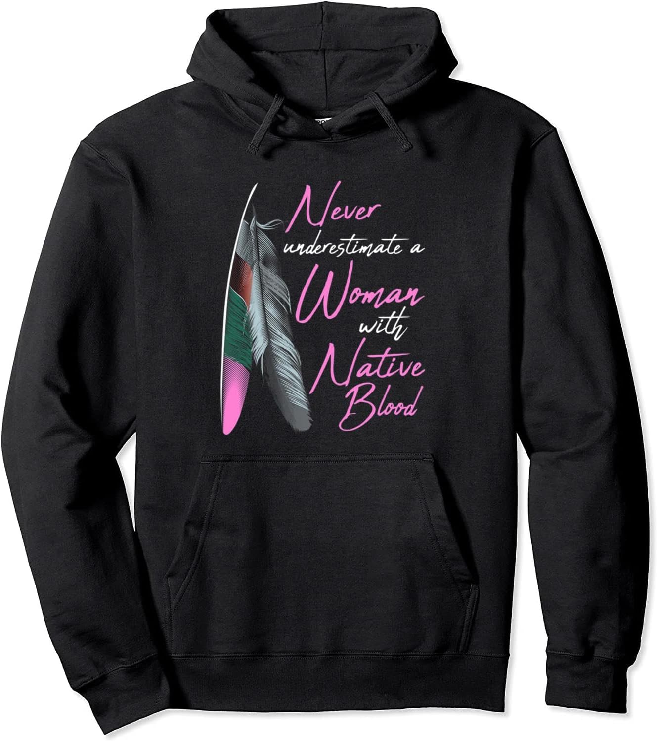 Native American Woman Long Sleeve Tee or Hoodie - Features Authentic Native Design